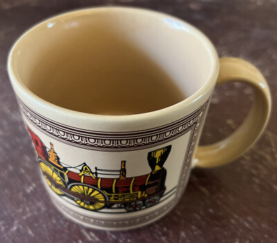 Vintage Chaps Engine & Caboose Car Beige Kaffeebecher Eisenbahn Zug Teetasse Japan