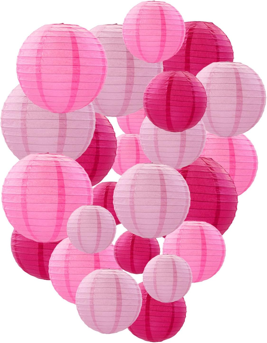 Pink Round Paper Lanterns for Weddings, Showers, and Celebrations (12 PCS)