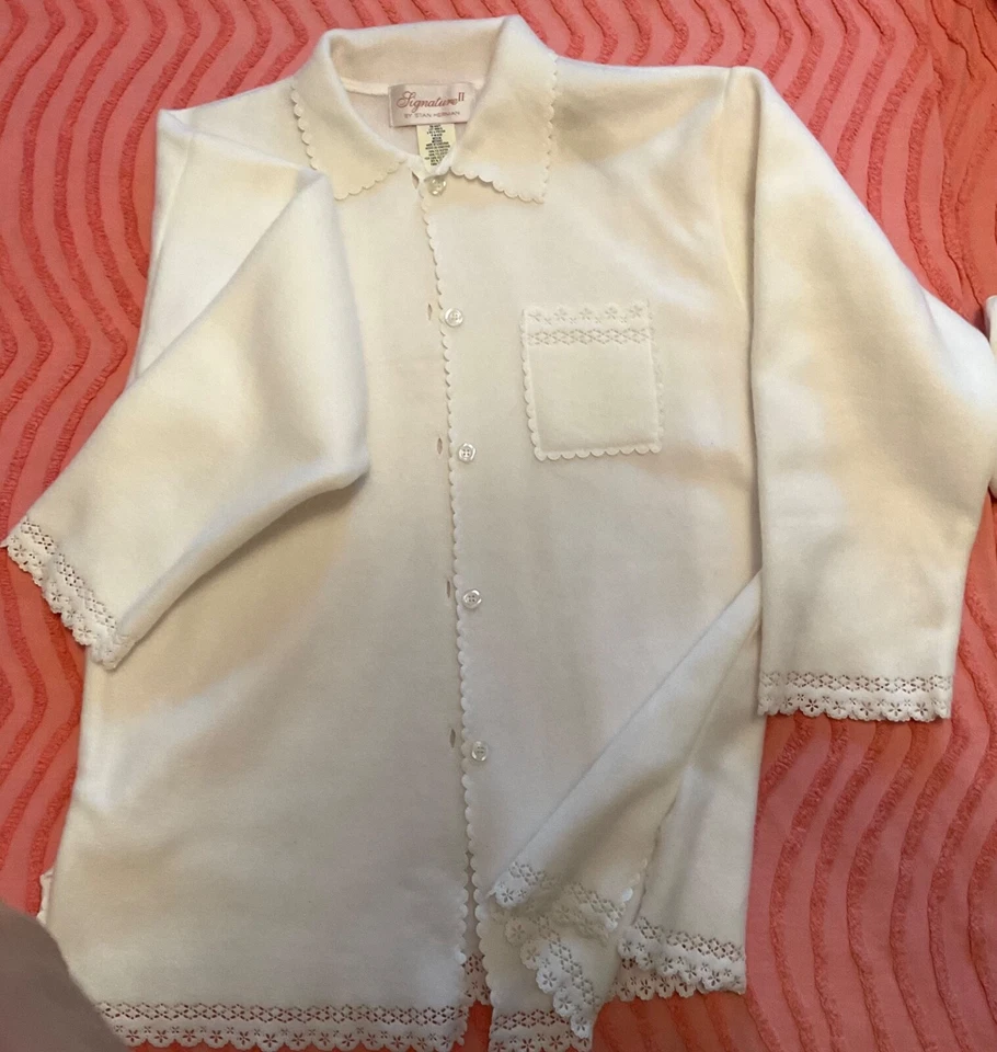 SIGNATURE II BY STAN HERMAN 2 PEÇAS TAMANHO MÉDIO PJ CONJUNTO BRANCO COM ACABAMENTO RECORTADO POLI. - Imagem 4 de 4