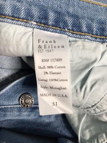 Neu ohne Etikett Frank & Eileen Monaghan Jeans Gr. 31 hoher Bund 1990 Waschung Denim ausgefranste Säume - Bild 13 von 13