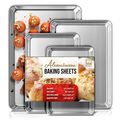 Eatex Aluminum Baking Sheet Set, 4 Pack Cookie Sheet Set, Warp and Rust Resis...