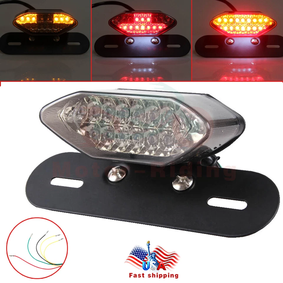 Motorcycle 16 LED Turn Signals Brake Light License Plate Integrated Tail Light - Image 2 of 4