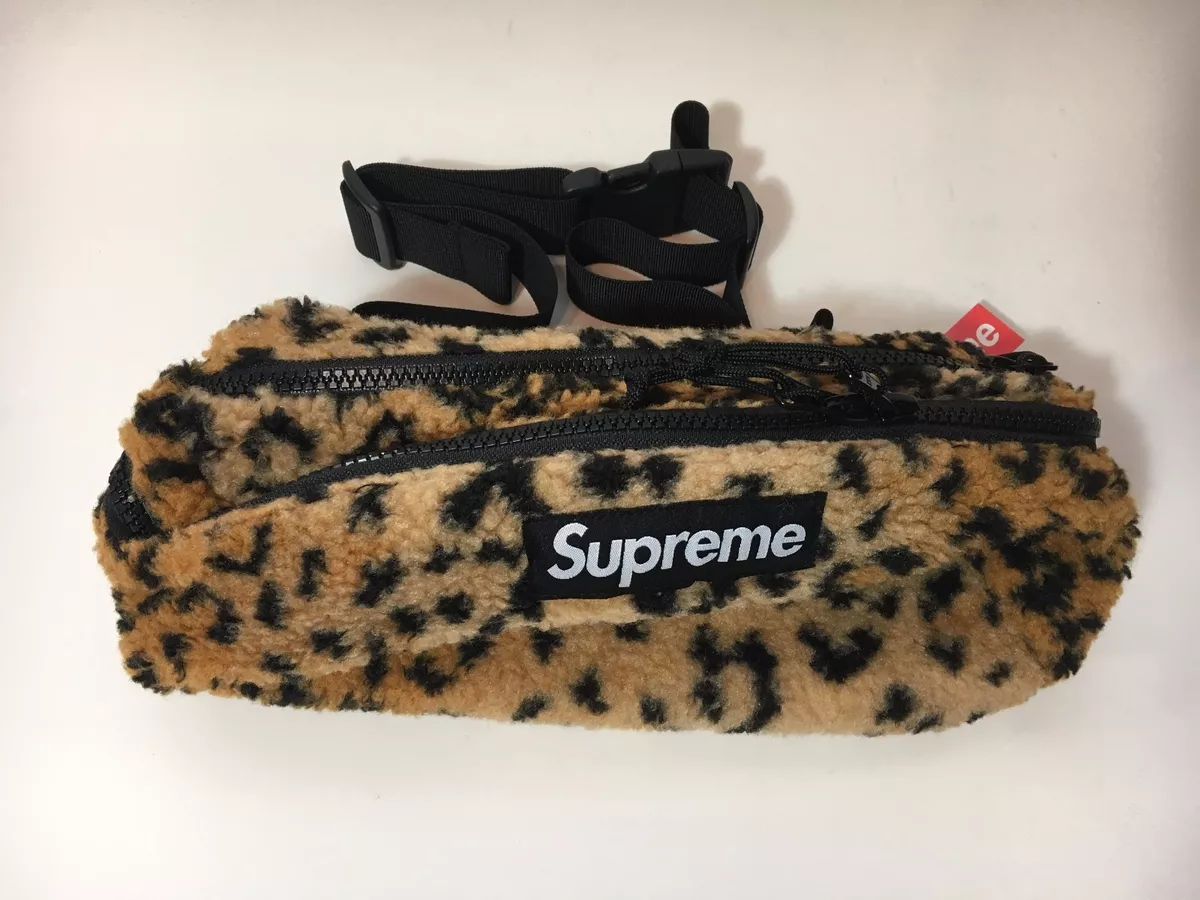 NEW NWT SUPREME LEOPARD FLEECE WAIST BAG FANNY PACK YELLOW IN HAND CHEETAH SHIPS