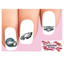 Waterslide Nail Decals Set of 20 - Philadelphia Eagles Football Assorted