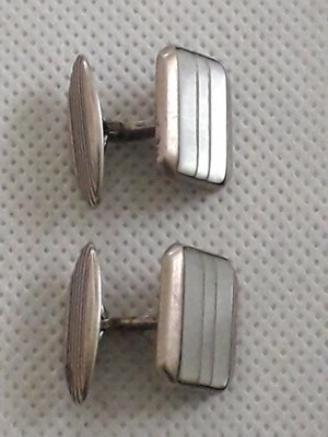 Paire De Boutons De Manchette Antique En Argent 835 - Vintage, Pour Homme, Occasion