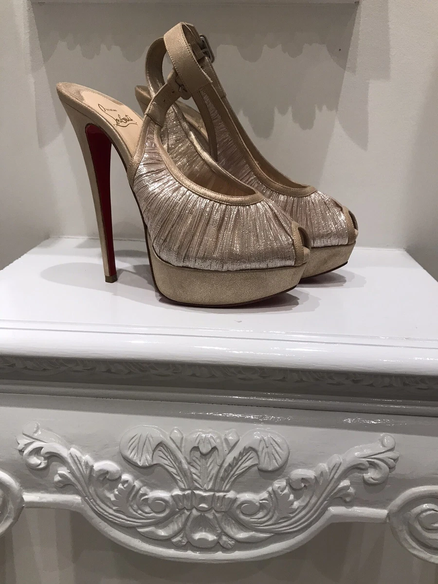 Gold christian louboutin heels deals