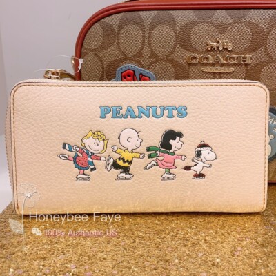 NWT Coach X Peanuts Long Zip Around Wallet With Snoopy Woodstock