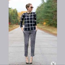 Banana Republic ankle length career pants black abstract pattern Women's Sz 2
