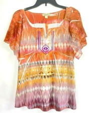 One World Live and Let Live Womens Blouse Cape Sleeve Sublimation Multicolor PS.