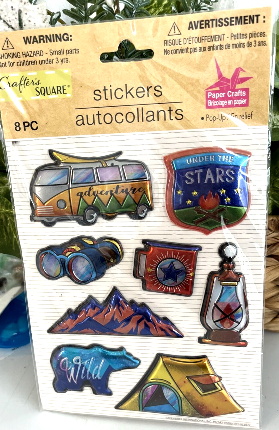 Crafter's Square 8-Piece 3D Bear Camping Tent Pop-Up Stickers