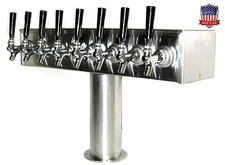 Stainless Steel Draft Beer Tower Made in USA 8 Faucets - AIR COOLED - TTB-8SS