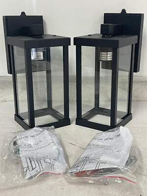 PAIR of Dusk to Dawn 11.5'' Outdoor Light Fixtures w/ Wall Mounts & Glass Panes