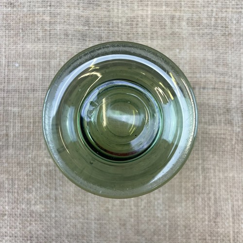 VINTAGE WHITEFRIARS 9356 SEA GREEN GLASS CONTROLLED BUBBLE FOOTED VASE - Afbeelding 6 van 7