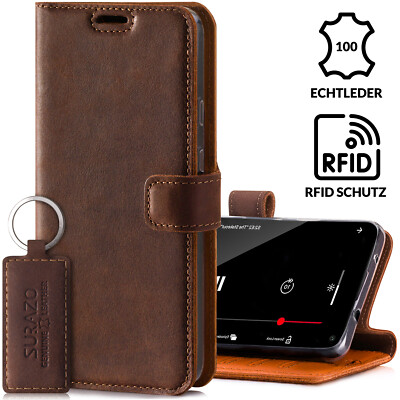 SURAZO  Echtleder Hülle Schutzhülle Flip Case Handyhülle Lederhülle Cover Tasche