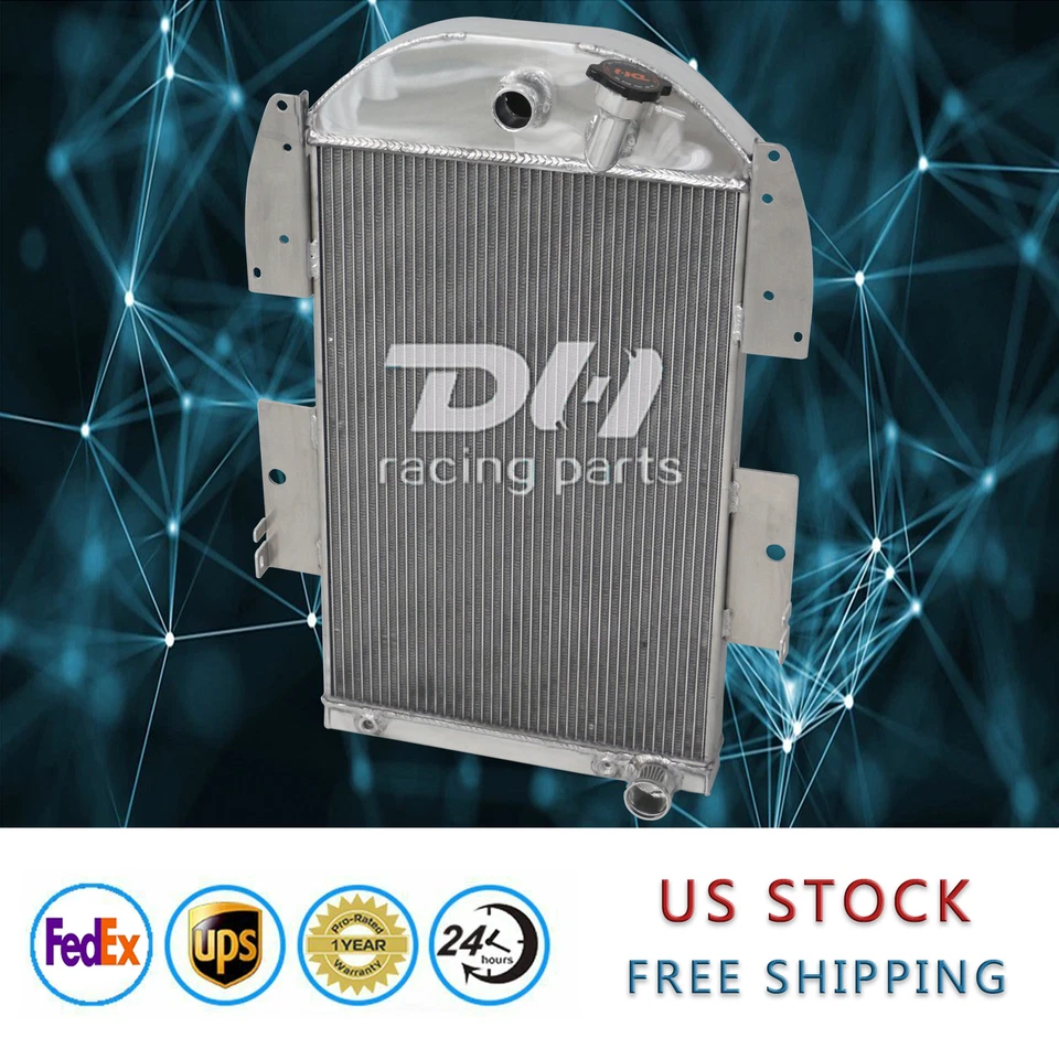 Radiador de aluminio para camioneta Chevrolet Master Deluxe 1934-1936/DB 3,4 L L6 3 filas Foto 2 de 4