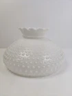 Vintage 12" Fitter Opal Milk Glass Crimp Top Hobnail Hurricane Lamp Shade