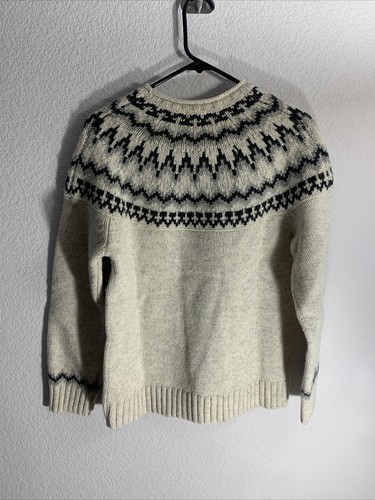 NUEVO CON ETIQUETAS LL Bean Mujer Clásico Trapo Lana de Cordero Suéter Fair Isle Nórdico Crema Mediano - Imagen 7 de 7