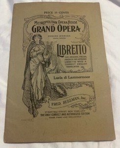 Metropolitan Opera House Program Grand Opera Libretto - Lucia di Lammermoor -