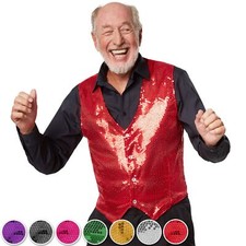 Herren Pailletten Weste Jacke Party Club Show Kostüm Fasching Karneval Silvester