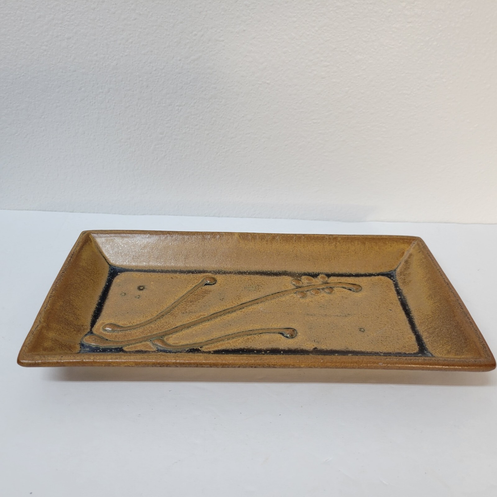 Studio Art Pottery Tray Trinket Vanity Tidbit Artisan Signed Boho 9.5