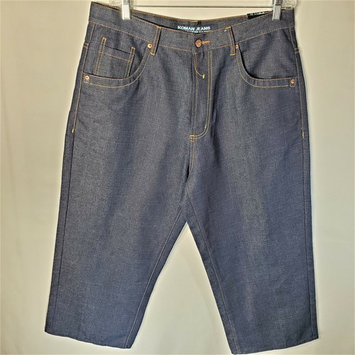 Koman Mens Jeans Sz W36/L32 Dark Denim w/Yellow Stitching 5 Pocket - Picture 2 of 11
