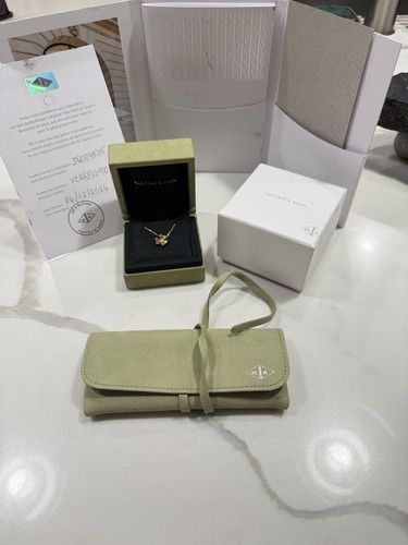 Van Cleef & Arpeals 18K Yellow Gold Diamond Mini Frivole Pendant Necklace W/Box