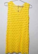 Chelsea & Violet XS Shift Dress Fringe Yellow Viva Vaqueria Retro Boho