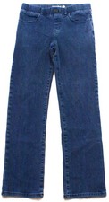 Betabrand Pull On Jeans Straight Leg Womens Medium Petite Blue Denim Pants 31X29