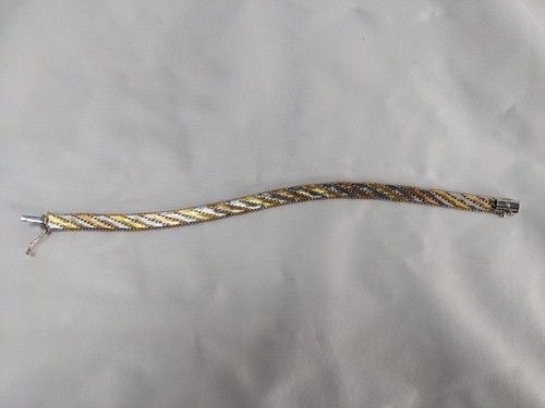 Vintage Sterling Silver Tri Color Gold Tone, Copper Bracelet 7 1/4", 16 grams - Bild 6 von 8