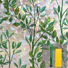 Window Privacy Film Stained Glass Window Film with Installation Tools, Rainbo...