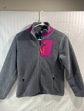 Old Navy Girls Sherpa Fleece Jacket Size XL 14 Cornflower Blue Pink Windproof