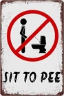 Tin Metal Signs Home Décor Sit To Pee Vintage Funny Wall Decorations For Home Ma