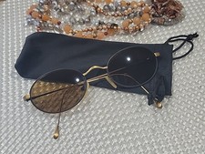 VINTAGE REVO SUNGLASSES 1410/001 ITALY GOLD FRAME BROWN LENS BAG EXCELLENT RARE