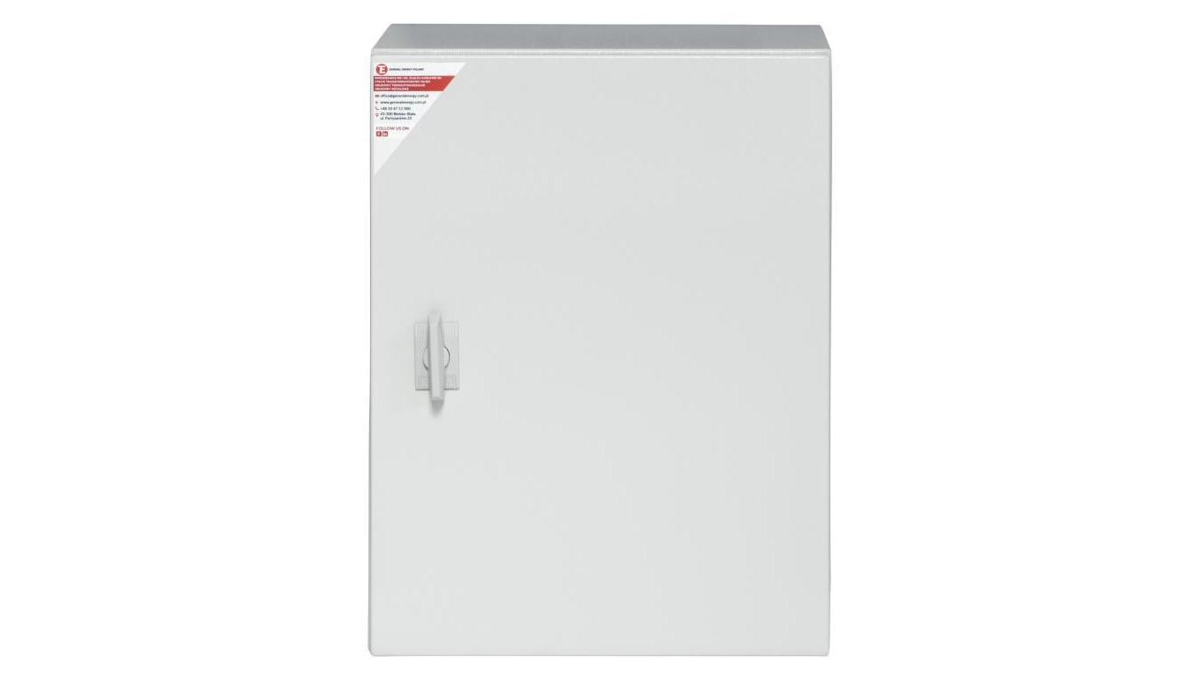 Metal housing 400x400x200 RAL 7035 IP65 IK10 with GEP-00005