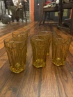 5 Anchor Hocking Vintage Amber Fairfield Pressed Star 1970's 5''Tall Tumbler's