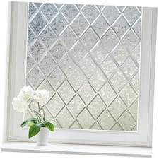  Window Privacy Film Decorative Frosted Glass Window Film, 35.4" x 118.1" Clear