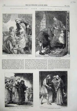 Old Antique Print Illustrations Christmas Books 1866 Skammelson Children 19th