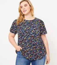 Loft Plus Heart Tulip Sleeve Top Blouse Multicolor Size 26