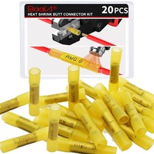 BAALA 20 PCS 8 AWG Heat Shrink Butt Connectors Yellow Heat Shrink Butt Splice...