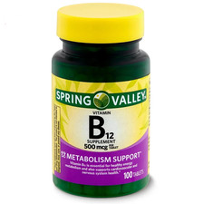 Spring Valley Vitamin B12 Tablets, 500 mcg, 100 Count