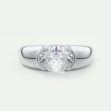 18k White Gold Wedding Ring Lab Grown IGI Oval 2 Carat Diamond E F  VVS2