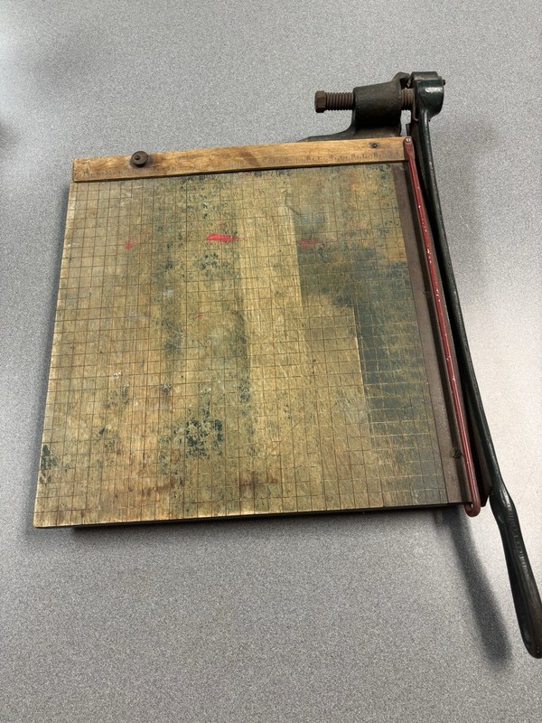 15” Vintage Milton Bradley Wood Base Paper Cutter