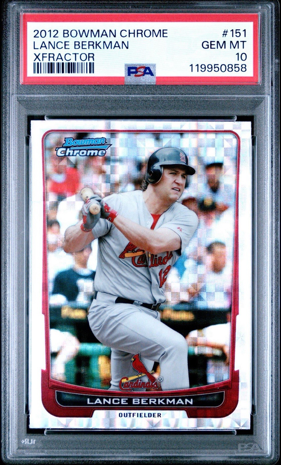 2012 Bowman Chrome - Lance Berkman #151 X-Fractor PSA 10 Pop 1 Graded