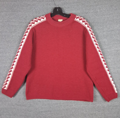 Dralon Mens Sweater Small Red Norwegian German Heavy Weight Crew Vintage