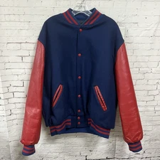 Vintage Red Navy Holloway Wool Leather Purple Gold Men XL Varsity Jacket Blank