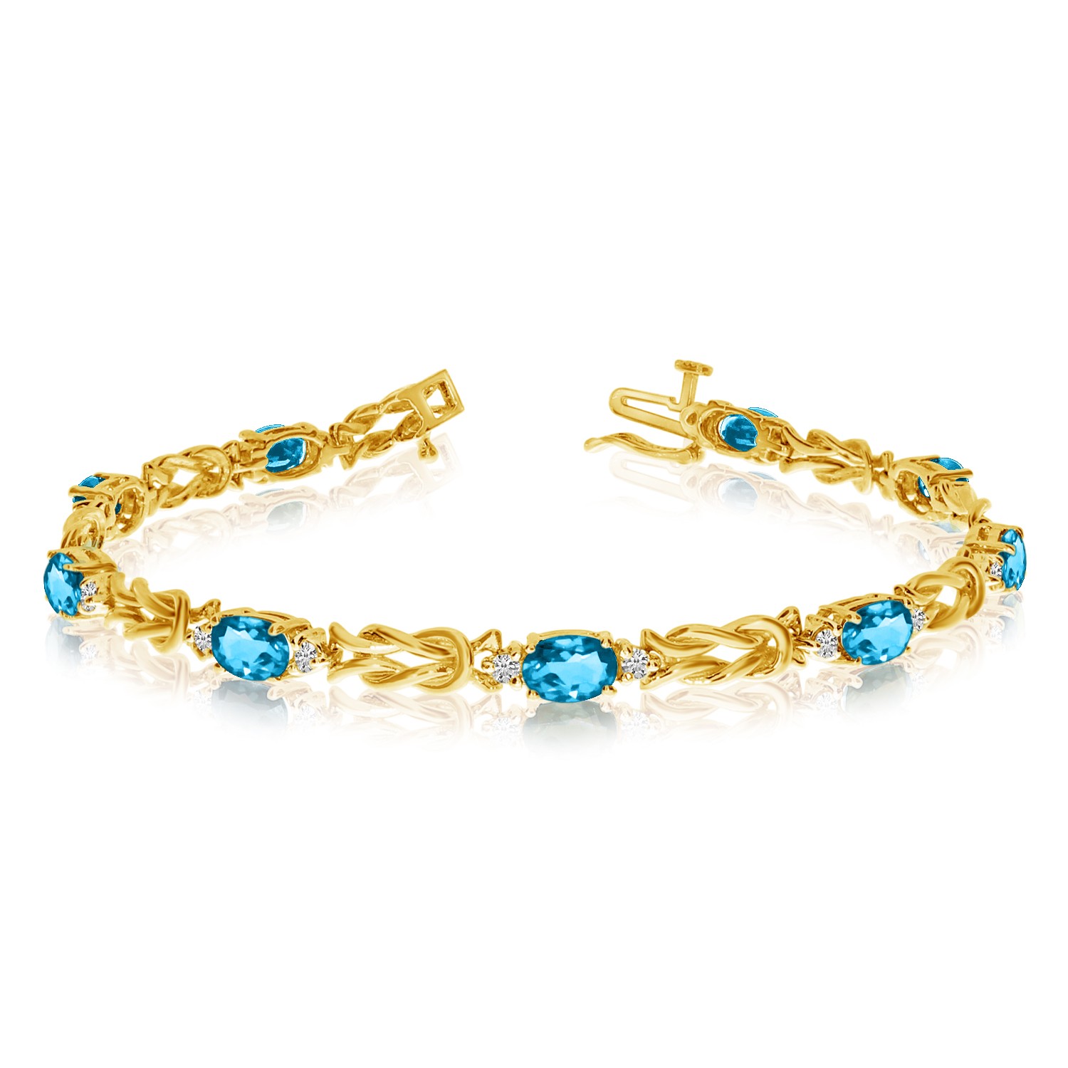 Теннисная повязка LXR 14k Gelbgold с натуральным топасом и бриллиантами, 3,6 карата