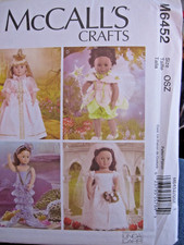 McCall's 6452 COSTUMES 18" DOLL CLOTHES Sewing Pattern UC Mermaid, Bride, more