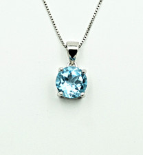 Topas Edelstein Skyblue Geburtsstein Dezember Anhänger Kette Sterlingsilber925