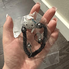 Hello Kitty Rhinestone Black Bracelet Blue Bow New