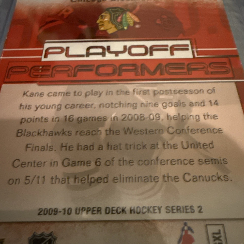 2009-10 Upper Deck Playoffs Performers Patrick Kane Foto 3 de 3